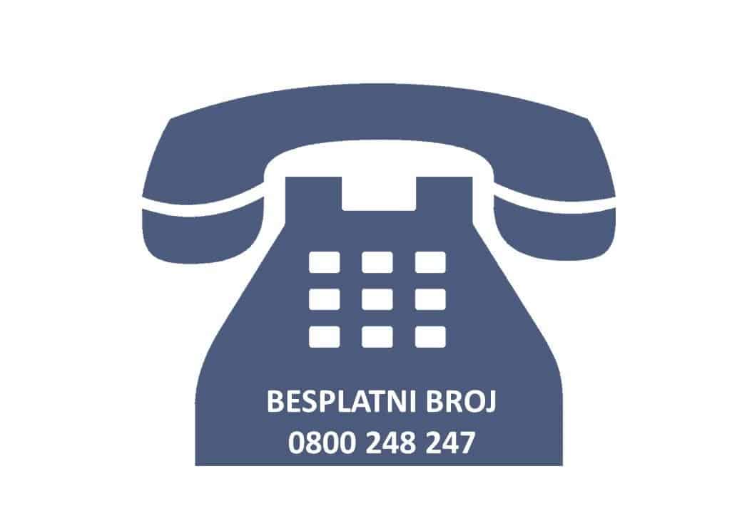 Plava ikona fiksnog telefona s natpisom Besplatni broj 0800 248 247.